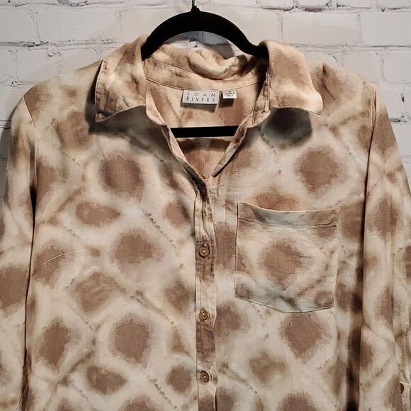 Joan Rivers linen blend boyfriend shibori shirt size XS - Picture 2 of 10